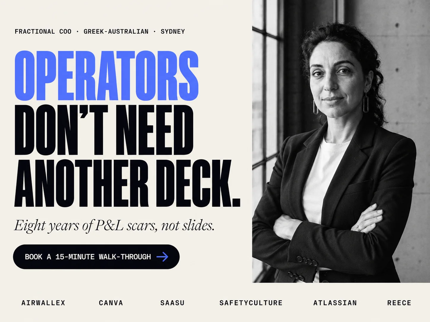 Walsh Bay website · Studio & Fractional Exec archetype
